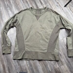 Athleta Women's Medium Long Sleeve Olive Green Pullover Sweatshirt Mesh